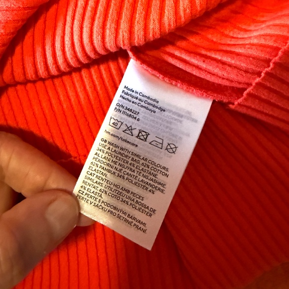H&M bright orange rib knit half zip bodycon mini dress NWT - Picture 6 of 7